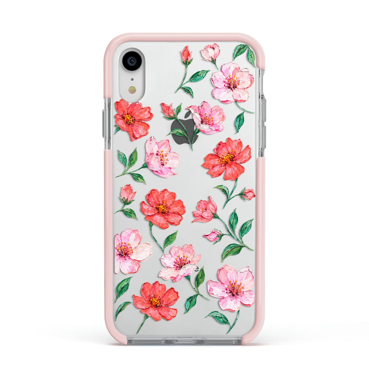 Coral Muse Apple iPhone XR Impact Case Pink Edge on Silver Phone