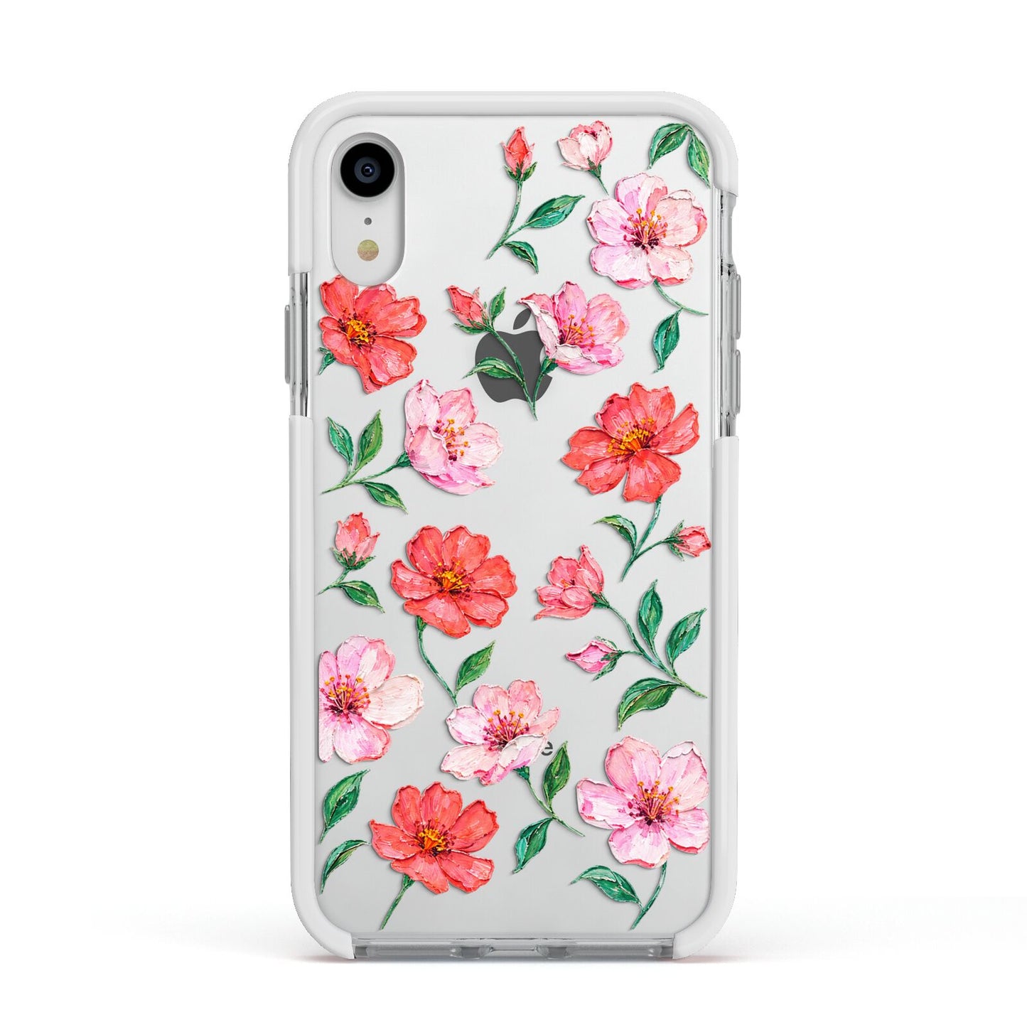 Coral Muse Apple iPhone XR Impact Case White Edge on Silver Phone