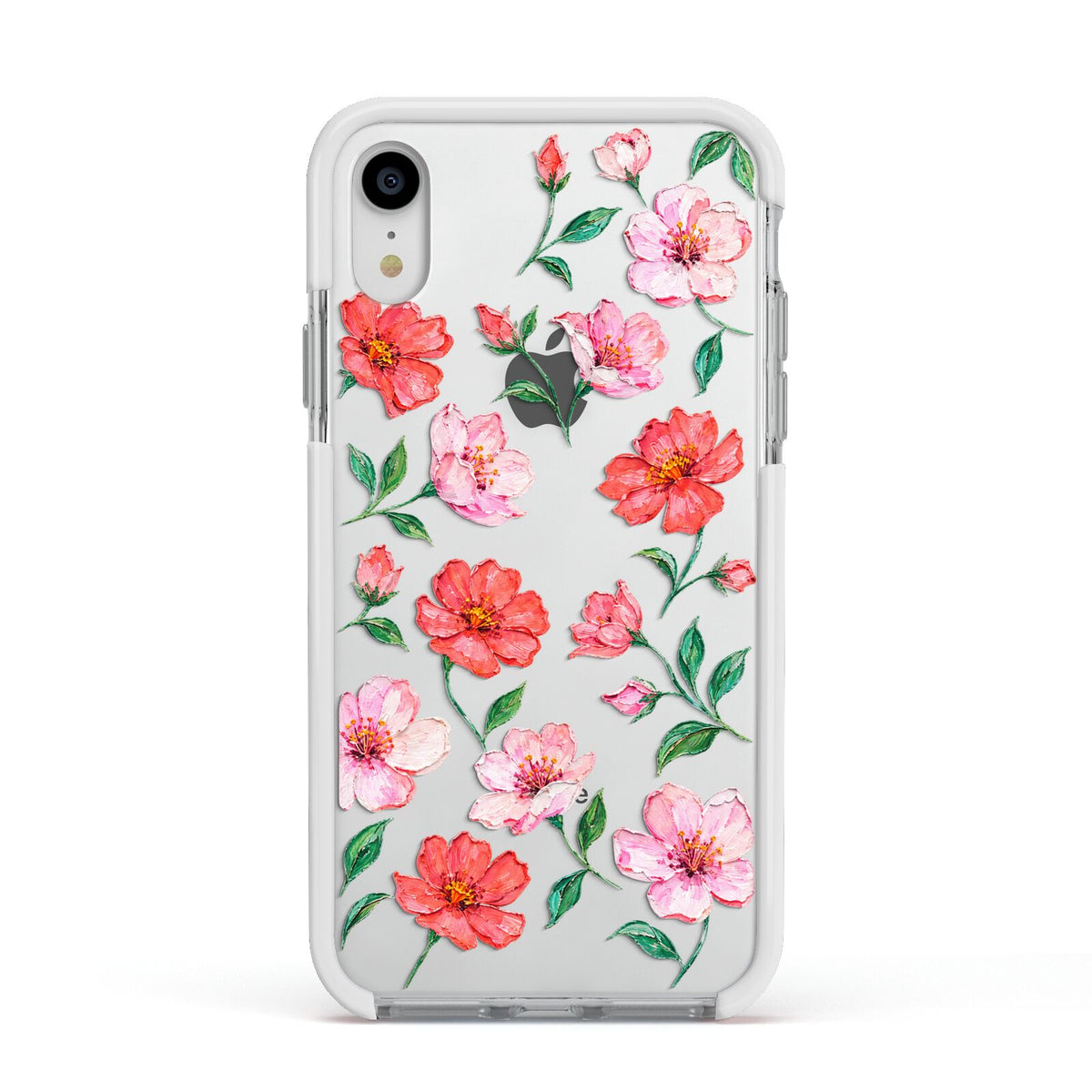 Coral Muse Apple iPhone XR Impact Case White Edge on Silver Phone