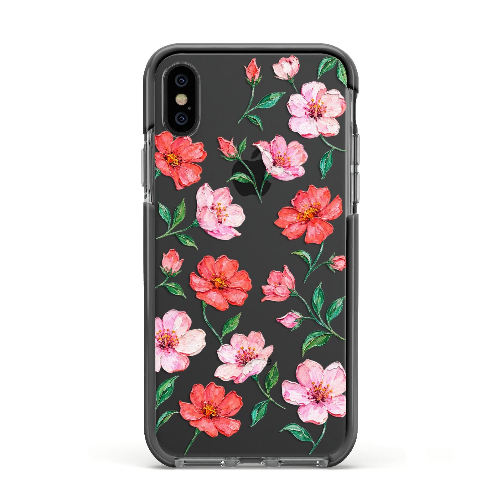 Coral Muse Apple iPhone Xs Impact Case Black Edge on Black Phone