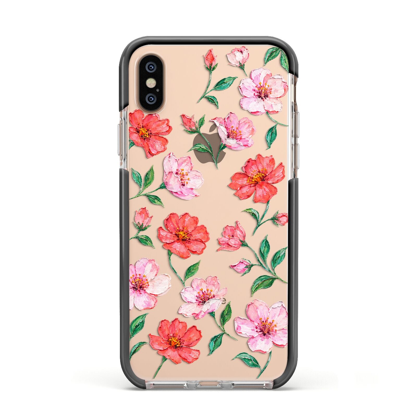 Coral Muse Apple iPhone Xs Impact Case Black Edge on Gold Phone