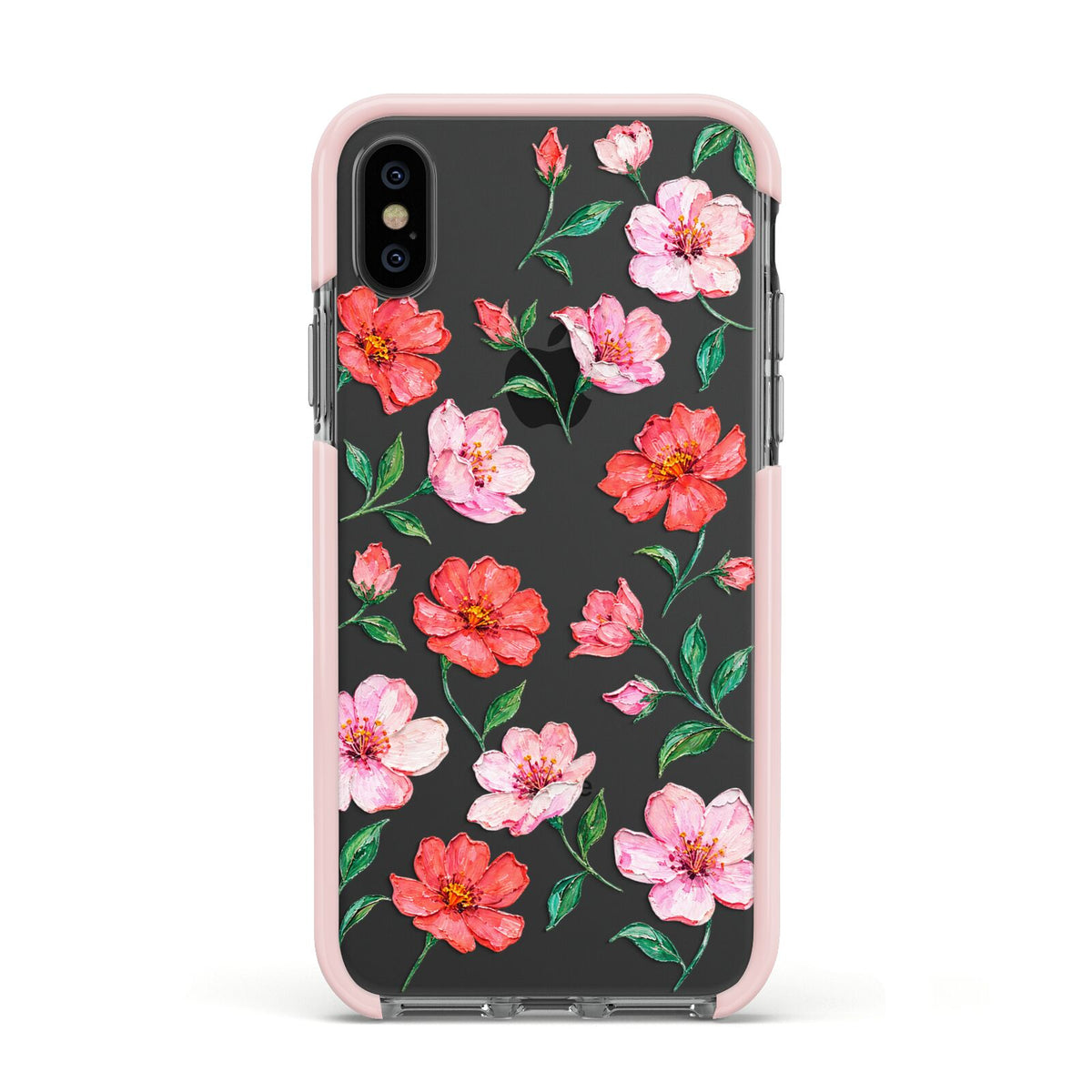 Coral Muse Apple iPhone Xs Impact Case Pink Edge on Black Phone