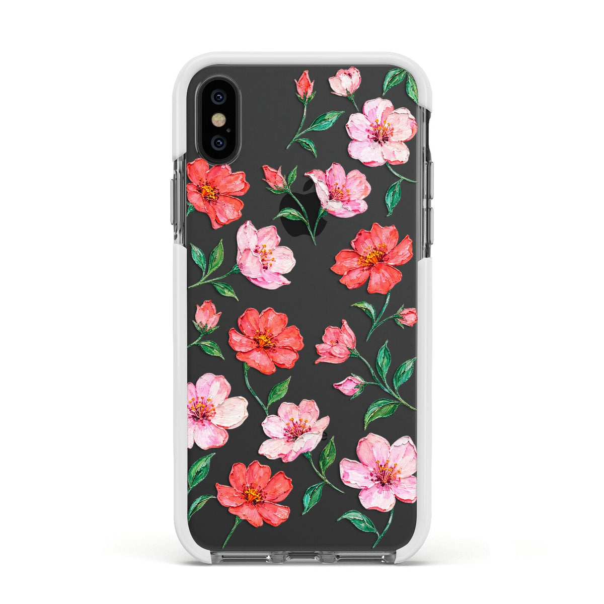 Coral Muse Apple iPhone Xs Impact Case White Edge on Black Phone