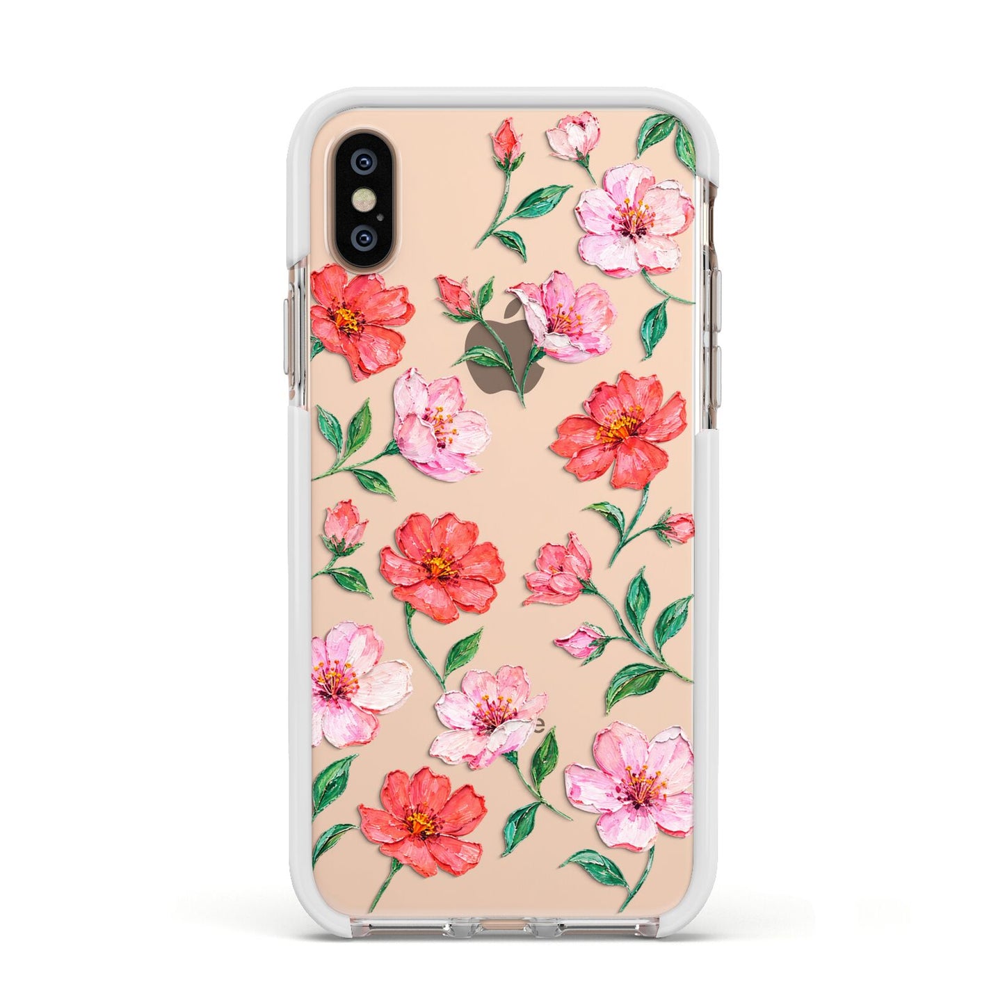Coral Muse Apple iPhone Xs Impact Case White Edge on Gold Phone