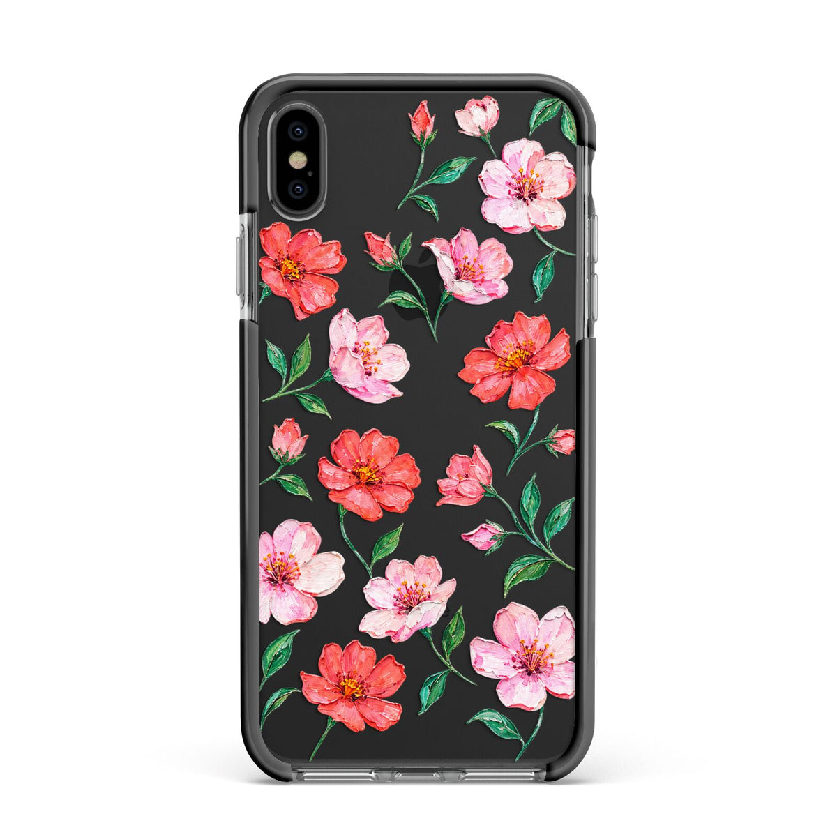 Coral Muse Apple iPhone Xs Max Impact Case Black Edge on Black Phone