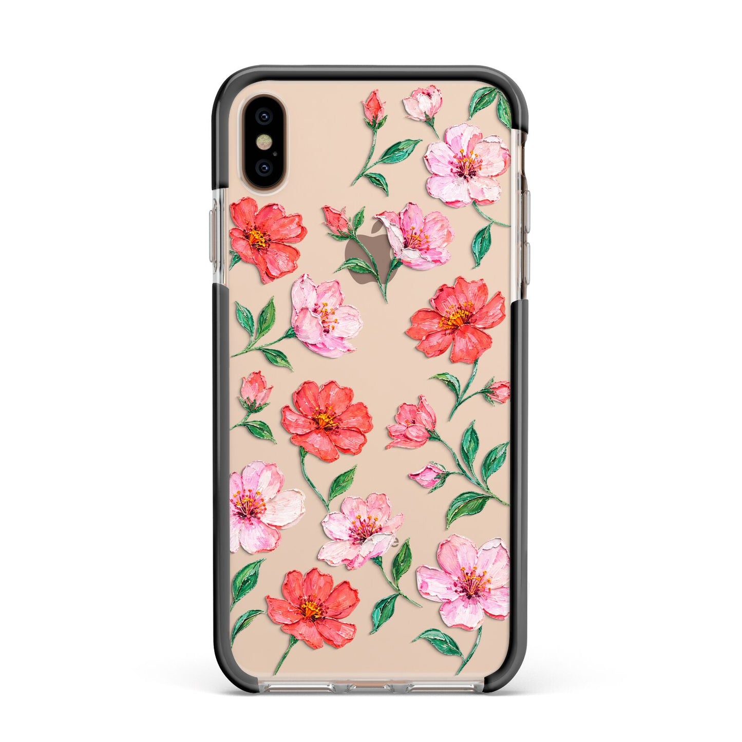 Coral Muse Apple iPhone Xs Max Impact Case Black Edge on Gold Phone