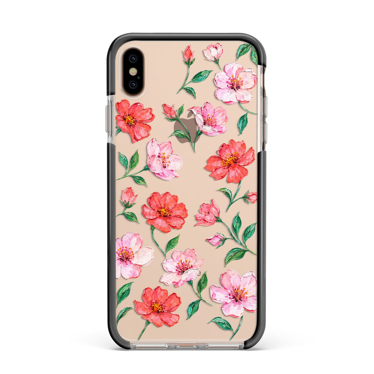 Coral Muse Apple iPhone Xs Max Impact Case Black Edge on Gold Phone