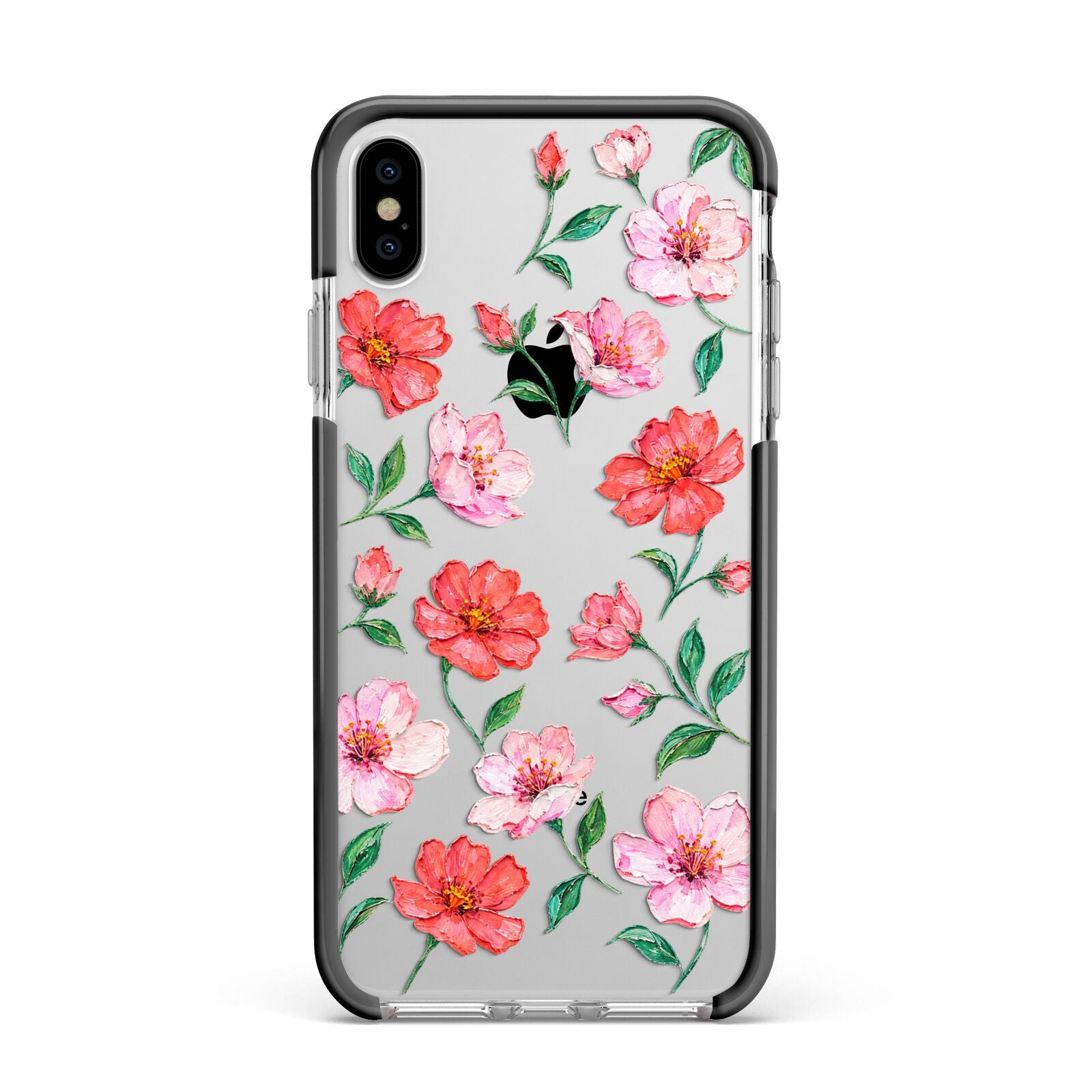 Coral Muse Apple iPhone Xs Max Impact Case Black Edge on Silver Phone