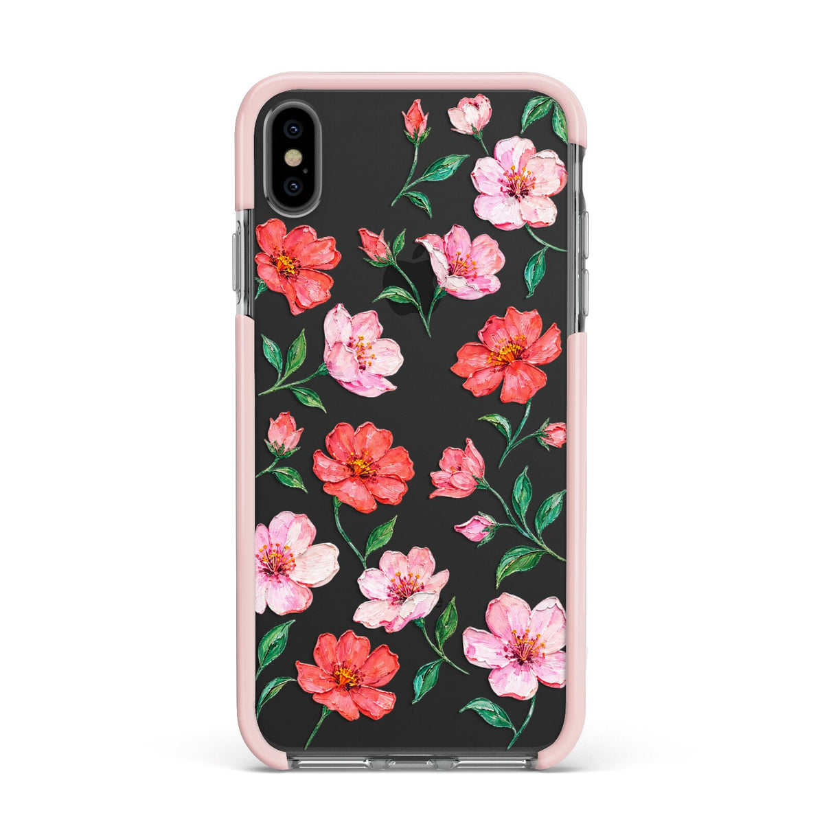 Coral Muse Apple iPhone Xs Max Impact Case Pink Edge on Black Phone