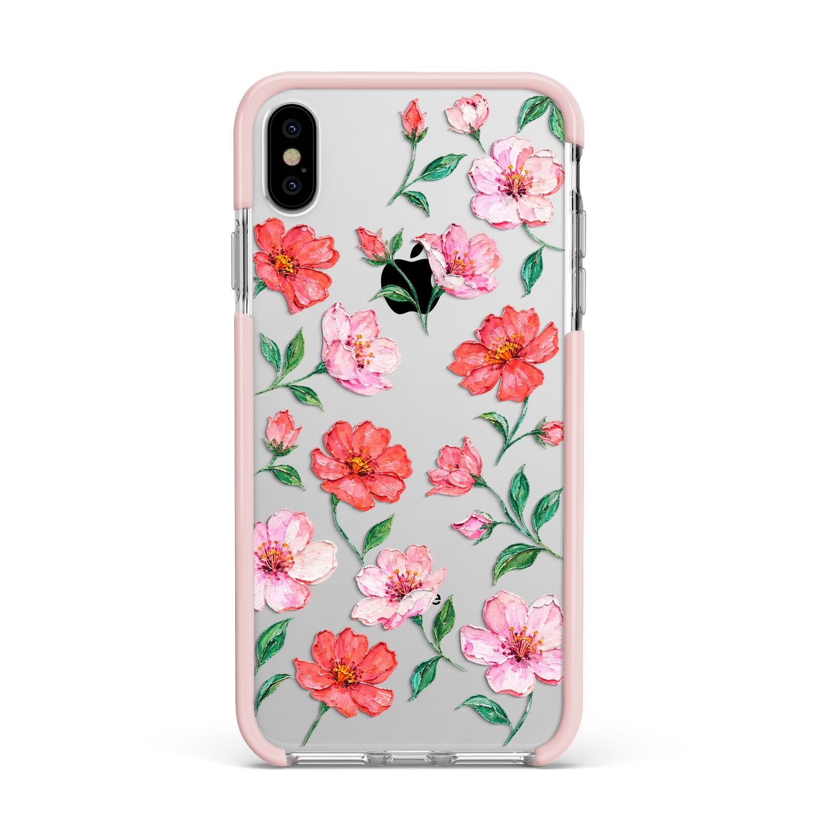 Coral Muse Apple iPhone Xs Max Impact Case Pink Edge on Silver Phone