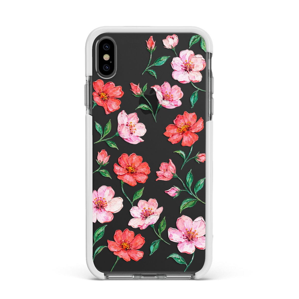Coral Muse Apple iPhone Xs Max Impact Case White Edge on Black Phone
