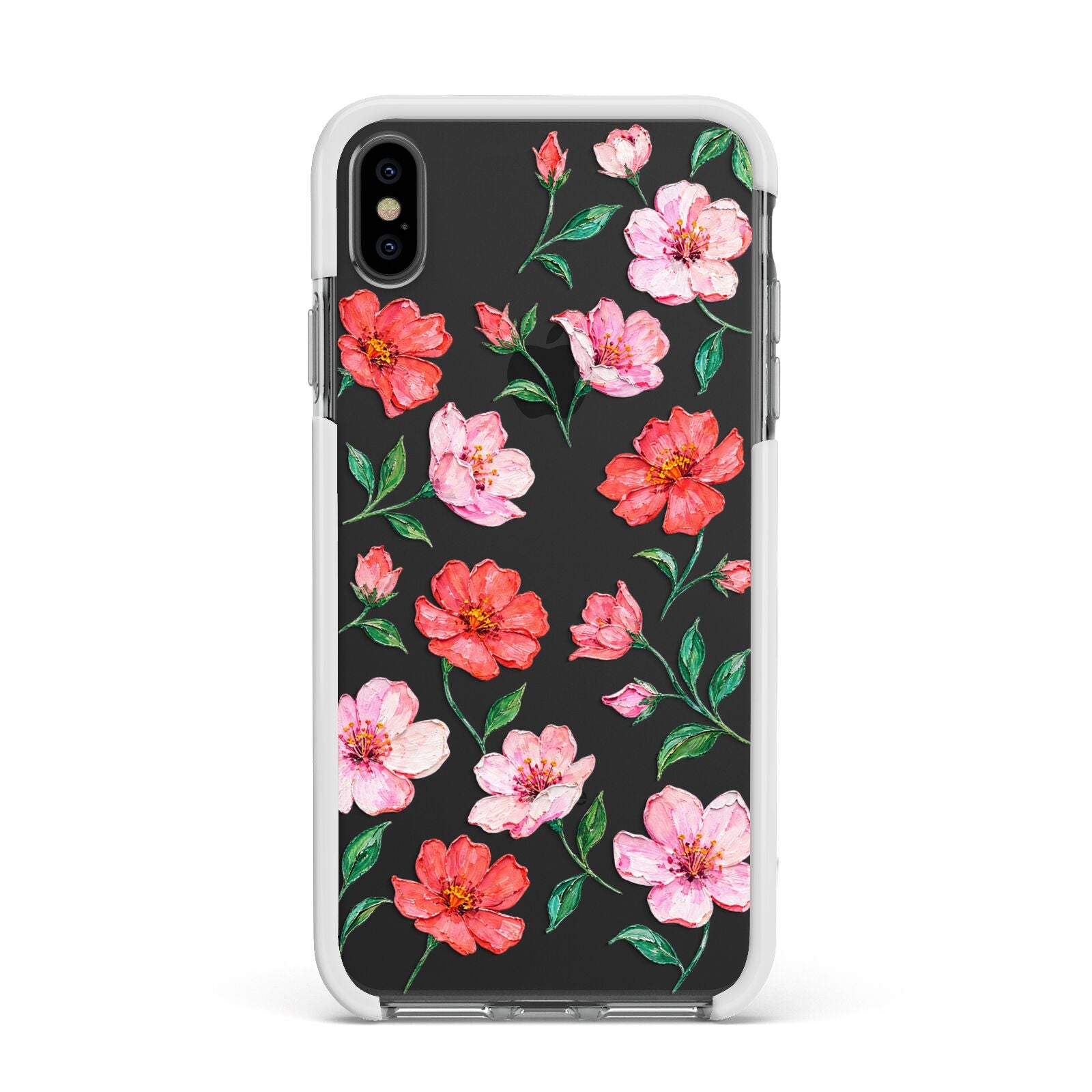 Coral Muse Apple iPhone Xs Max Impact Case White Edge on Black Phone