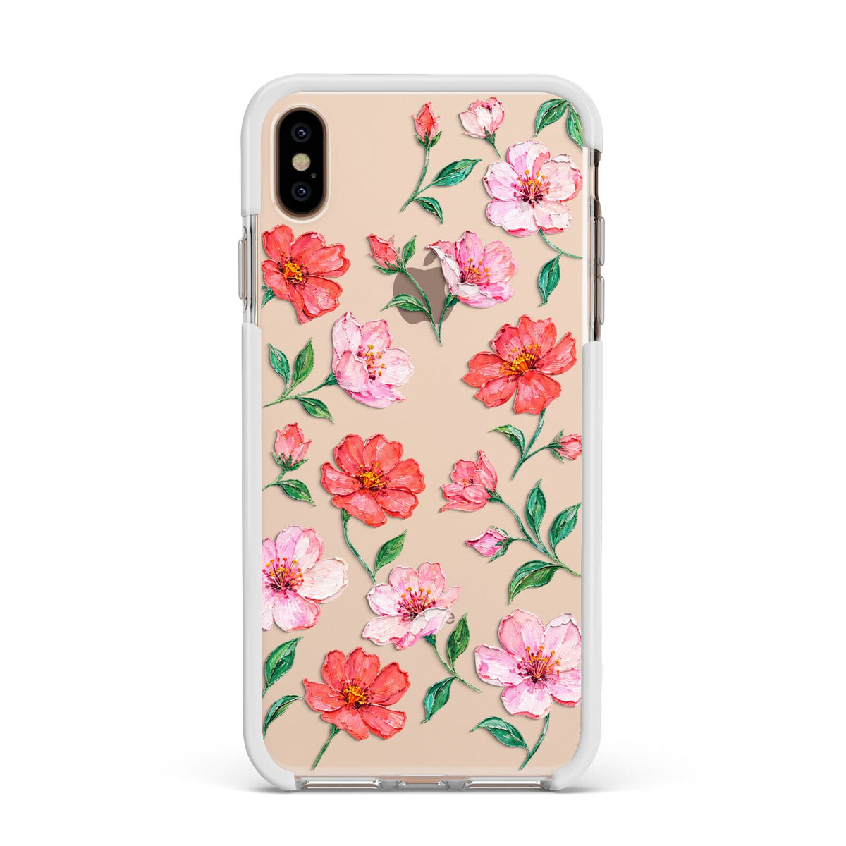 Coral Muse Apple iPhone Xs Max Impact Case White Edge on Gold Phone