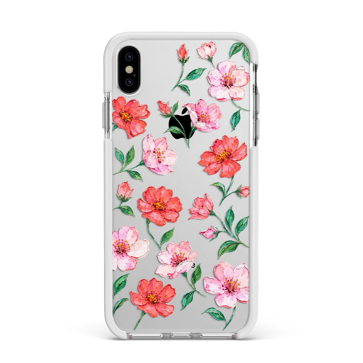 Coral Muse Apple iPhone Xs Max Impact Case White Edge on Silver Phone