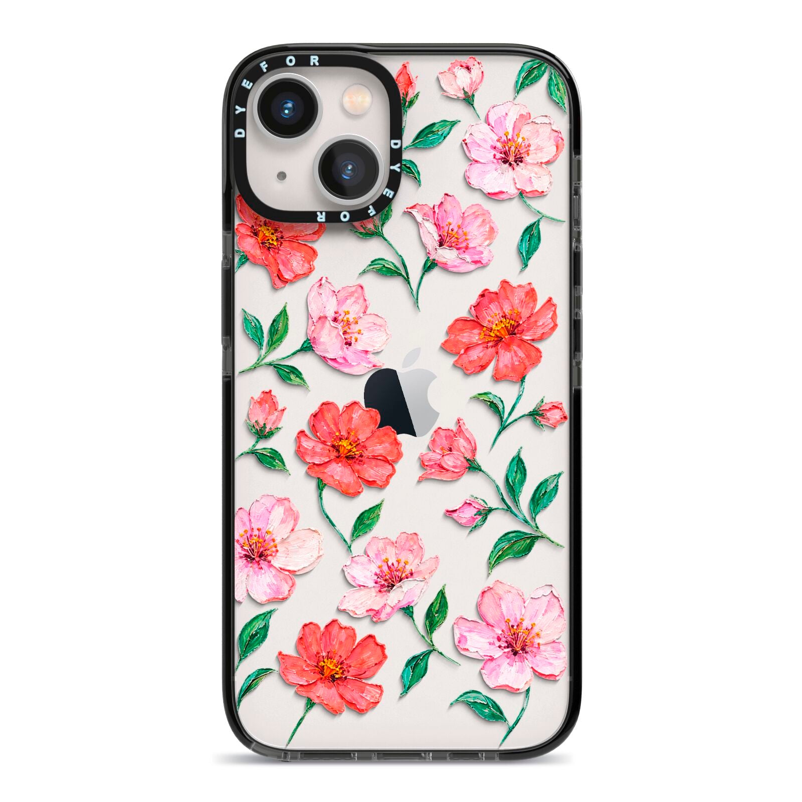 Coral Muse iPhone 13 Black Impact Case on Silver phone