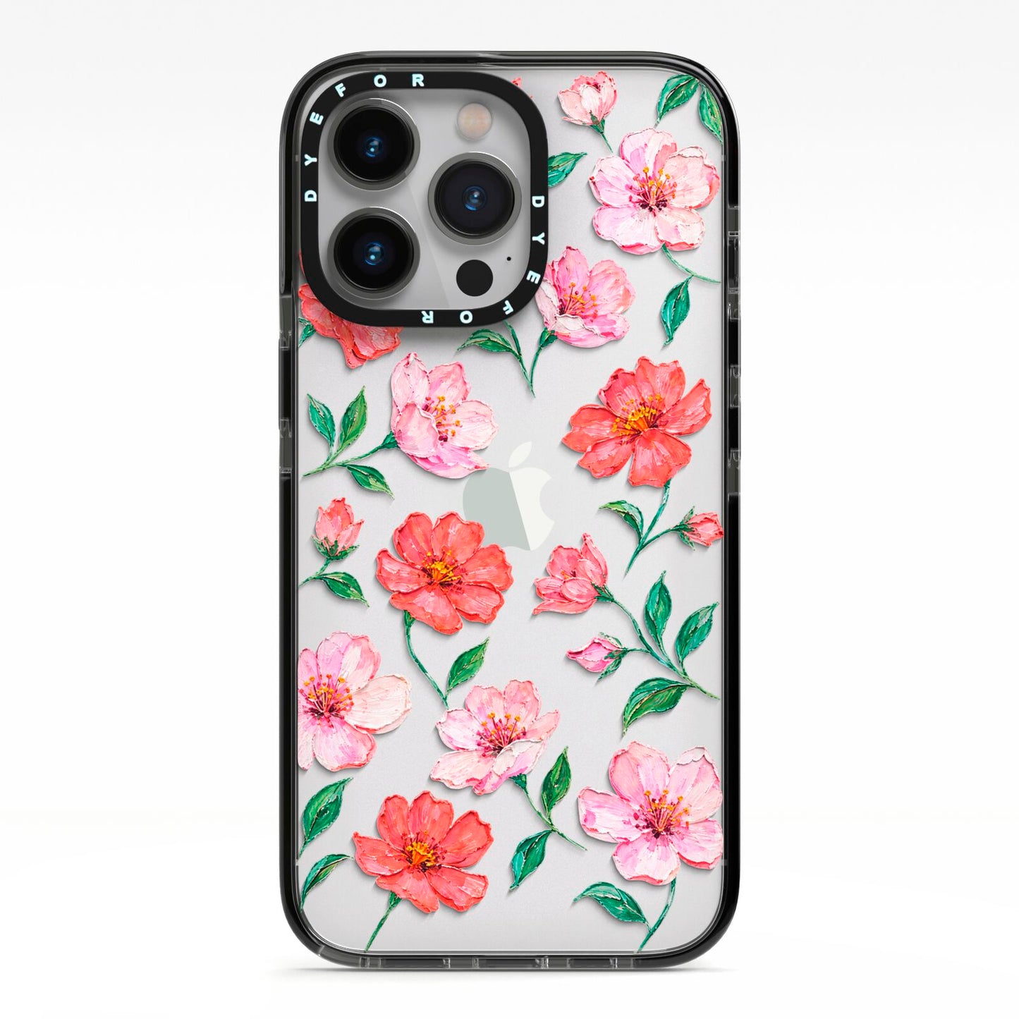 Coral Muse iPhone 13 Pro Black Impact Case on Silver phone
