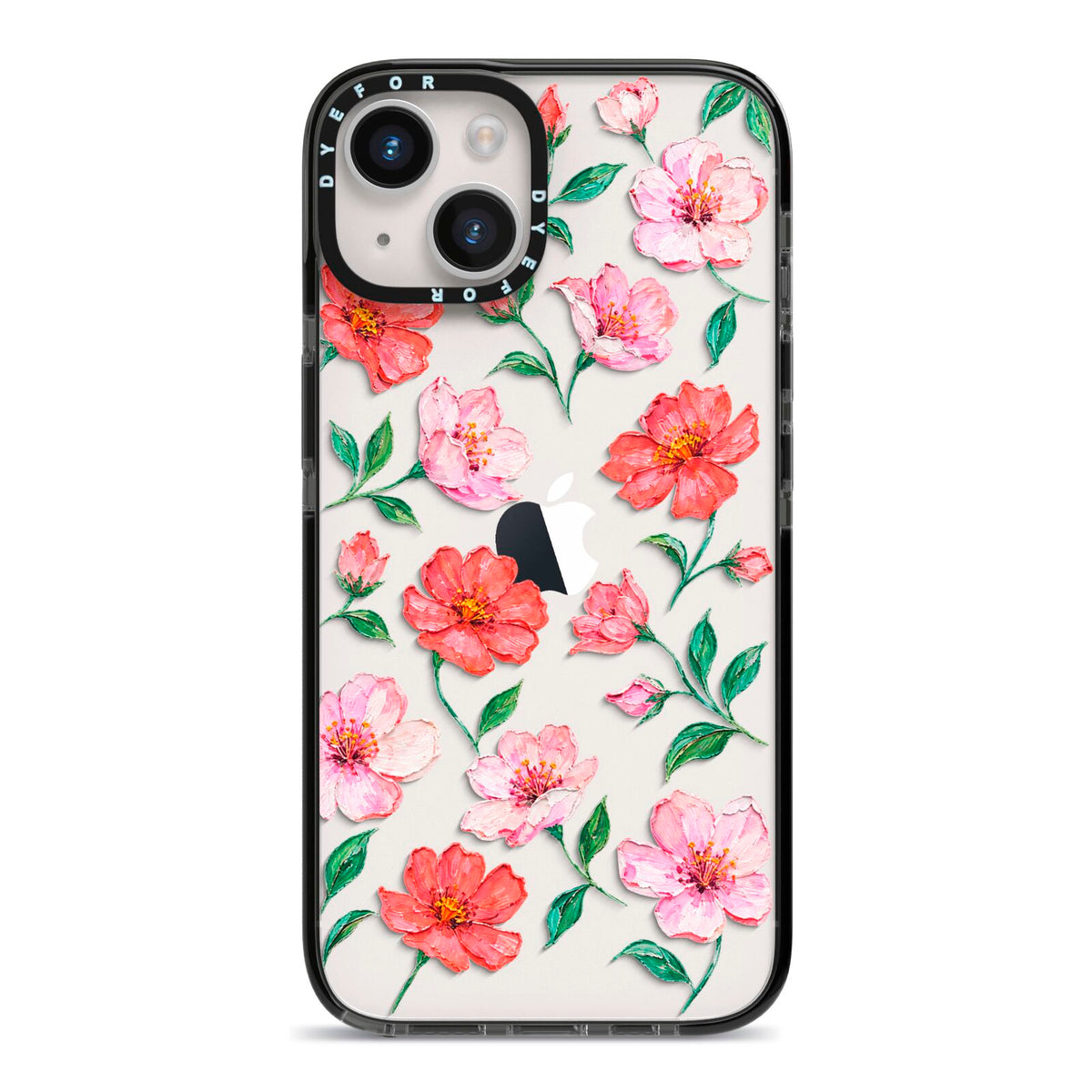 Coral Muse iPhone 14 Black Impact Case on Silver phone
