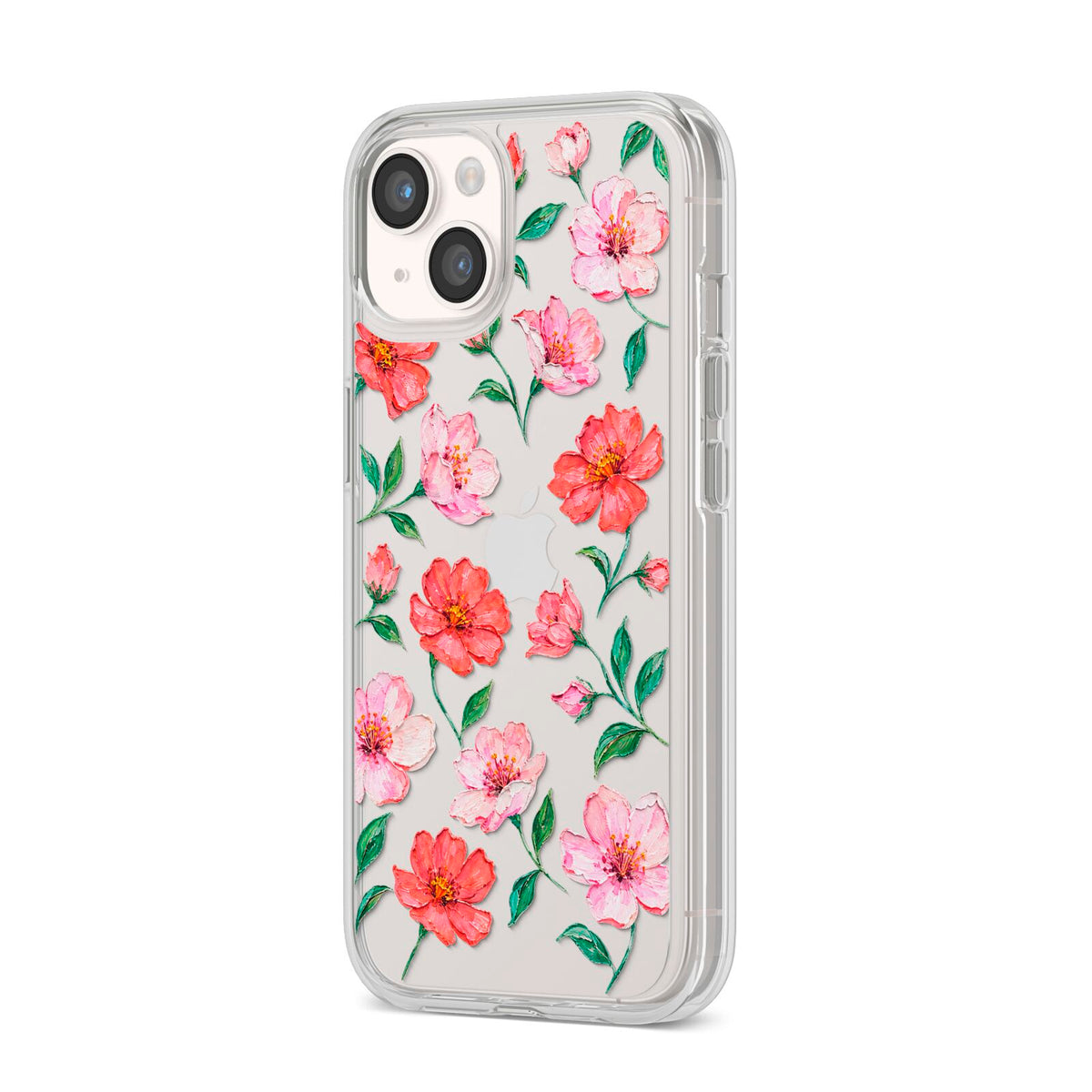 Coral Muse iPhone 14 Clear Tough Case Starlight Angled Image