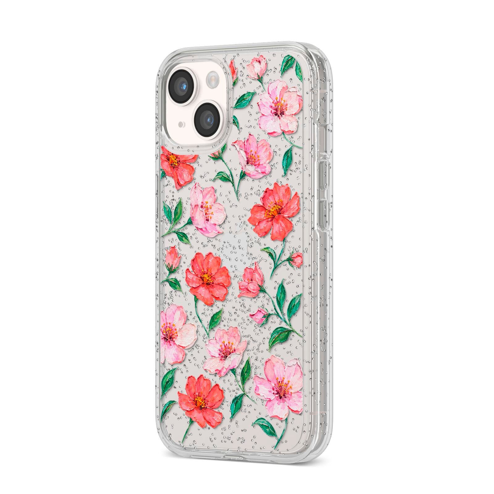 Coral Muse iPhone 14 Glitter Tough Case Starlight Angled Image