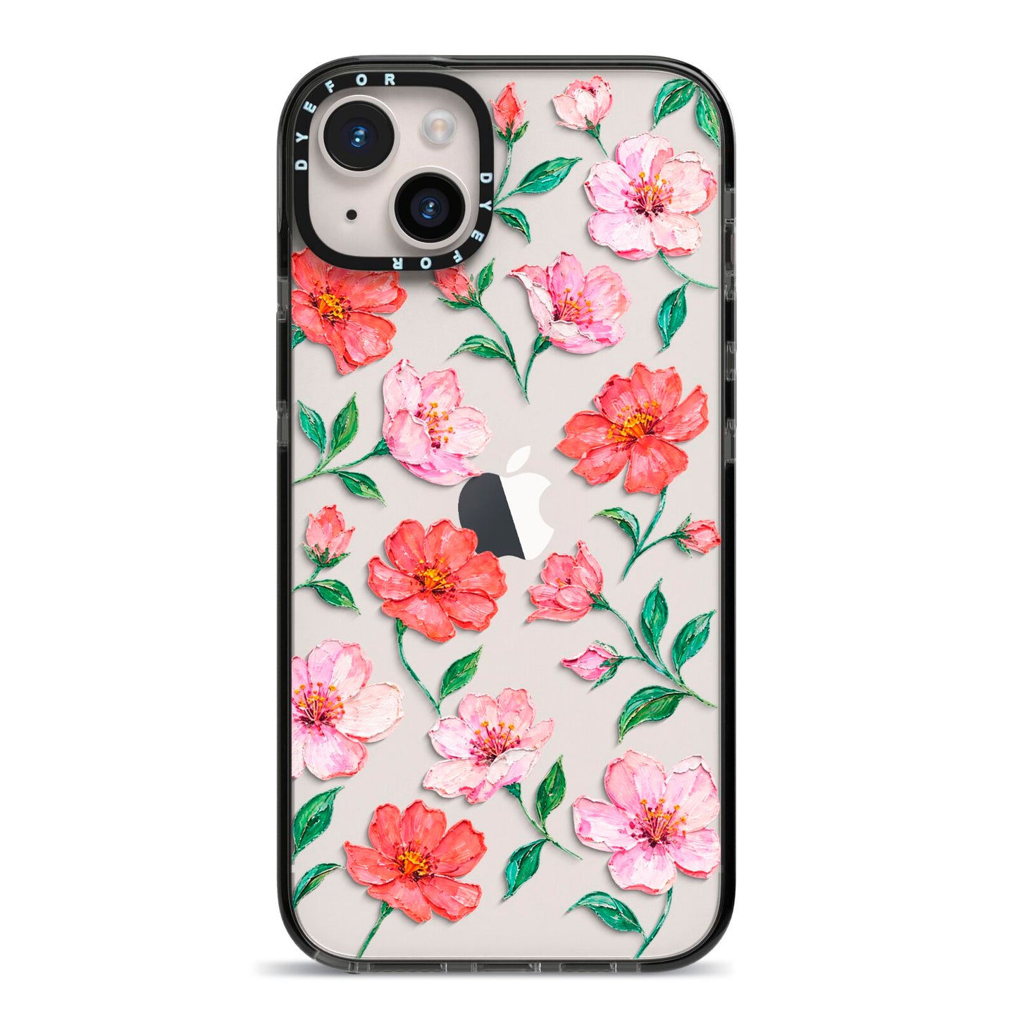 Coral Muse iPhone 14 Plus Black Impact Case on Silver phone