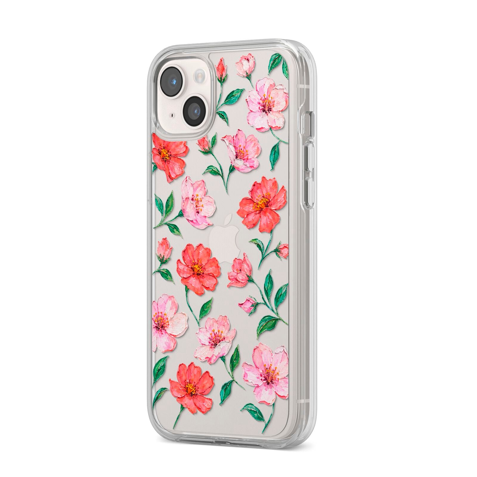 Coral Muse iPhone 14 Plus Clear Tough Case Starlight Angled Image