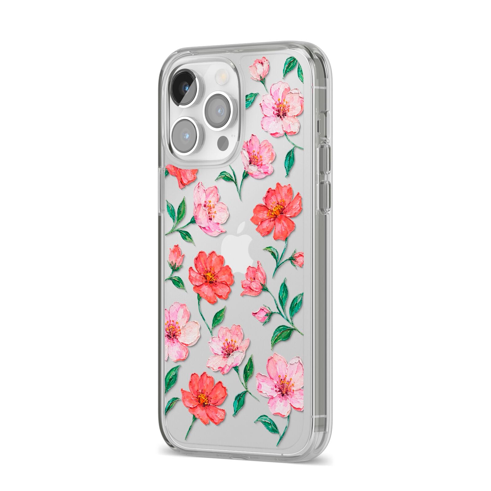 Coral Muse iPhone 14 Pro Max Clear Tough Case Silver Angled Image