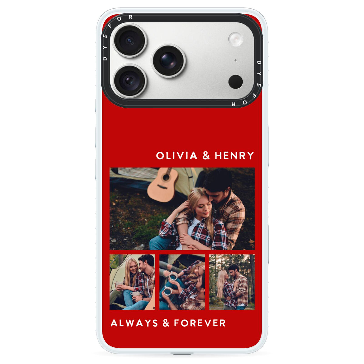 Couples Photo Collage Personalised iPhone 18 Pro Max Black Impact Pre order Case on Silver phone