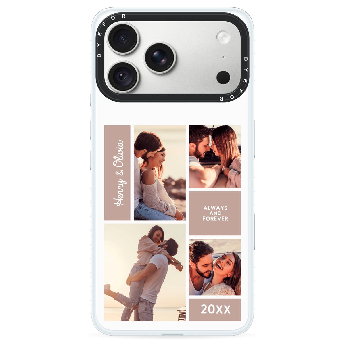 Couples Valentine Photo Collage Personalised iPhone 18 Pro Max Black Impact Pre order Case on Silver phone
