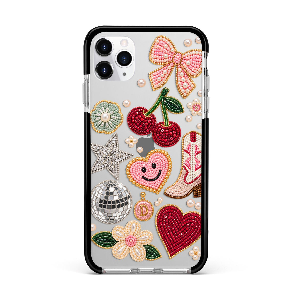 Cowgirl Keepsakes Beaded Charms Apple iPhone 11 Pro Max in Silver with Black Impact Case