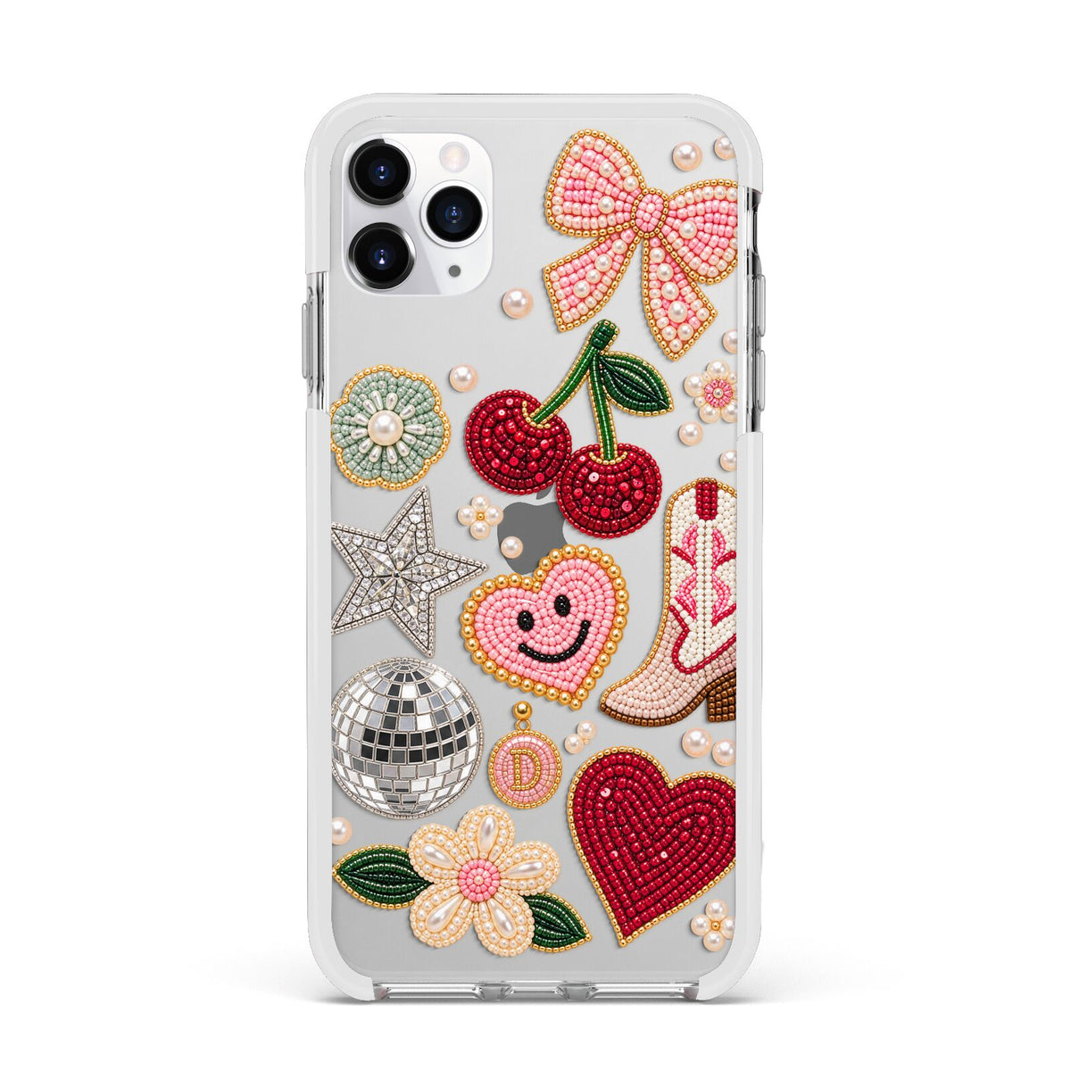 Cowgirl Keepsakes Beaded Charms Apple iPhone 11 Pro Max in Silver with White Impact Case