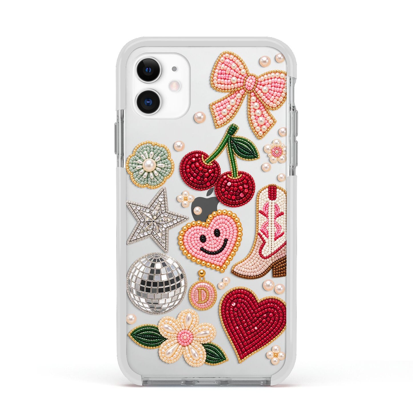 Cowgirl Keepsakes Beaded Charms Apple iPhone 11 in White with White Impact Case