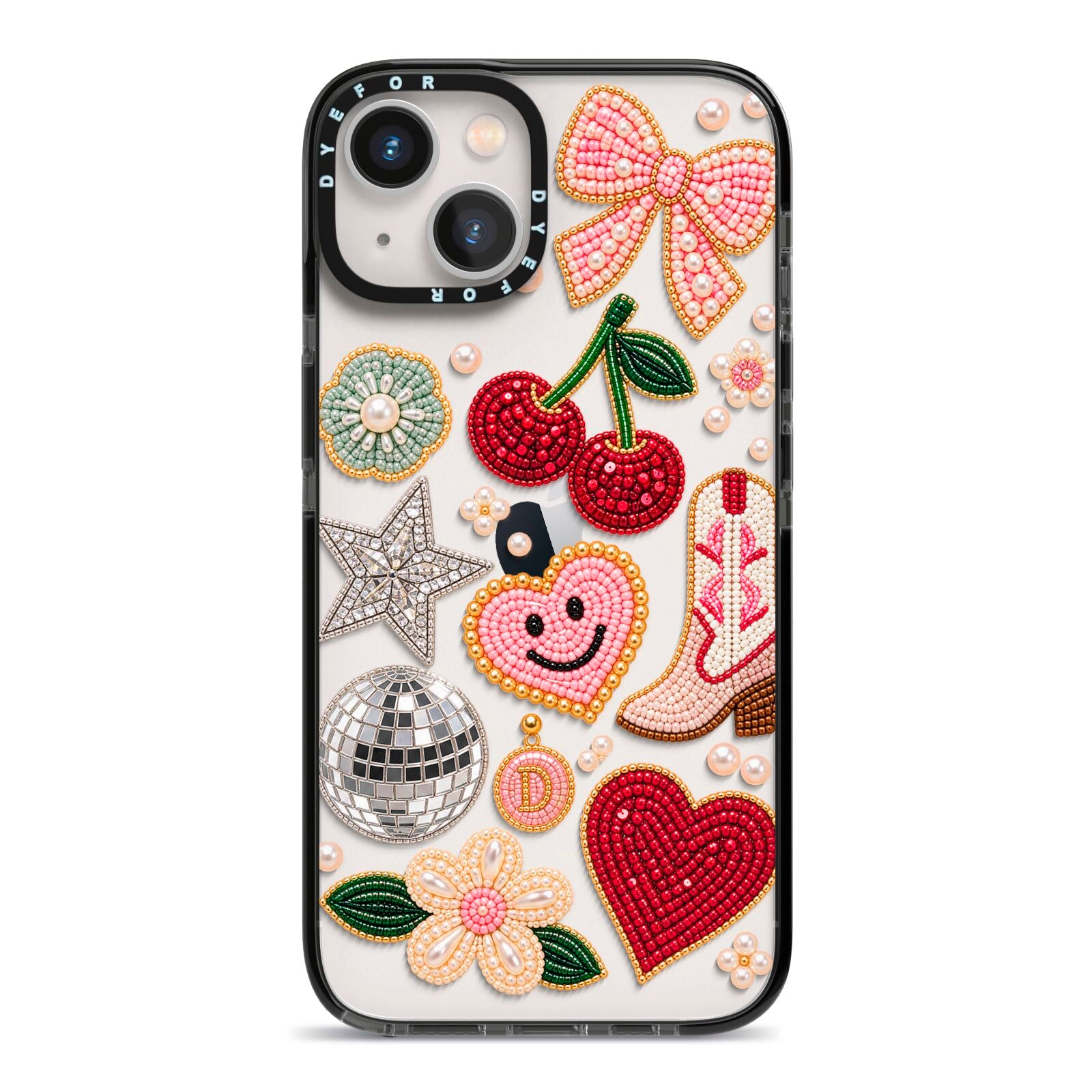 Cowgirl Keepsakes Beaded Charms iPhone 13 Black Impact Case on Silver phone