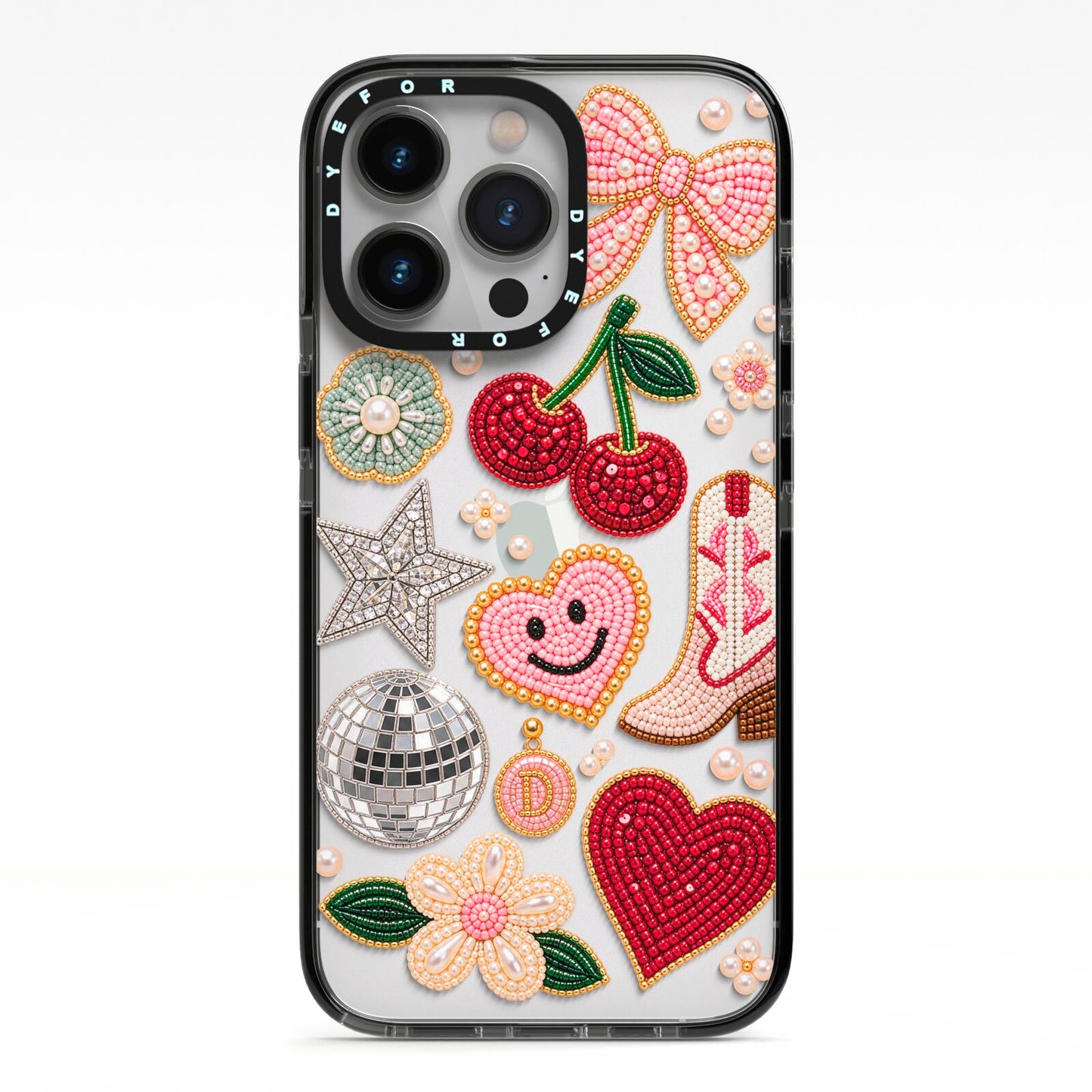 Cowgirl Keepsakes Beaded Charms iPhone 13 Pro Black Impact Case on Silver phone