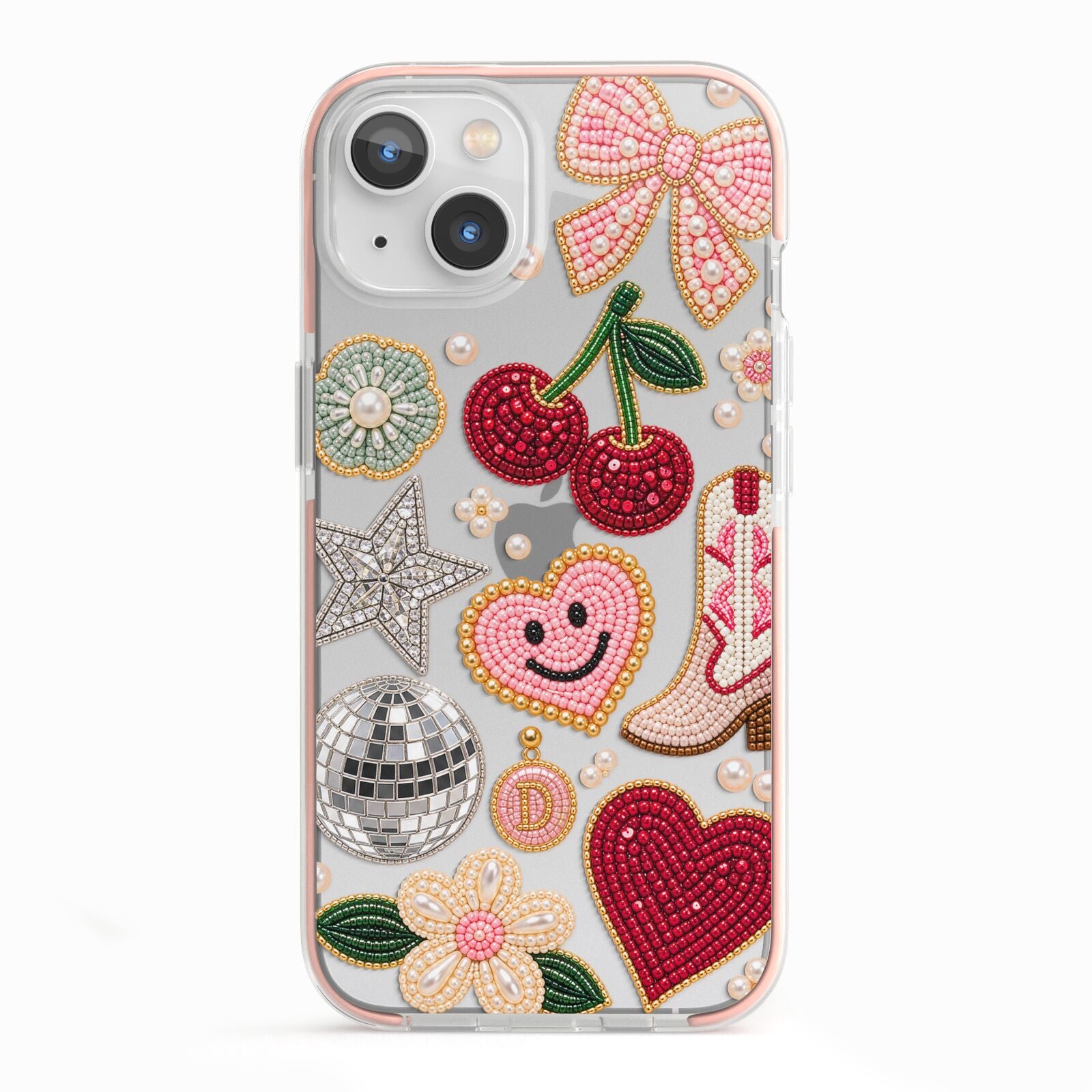 Cowgirl Keepsakes Beaded Charms iPhone 13 TPU Impact Case with Pink Edges