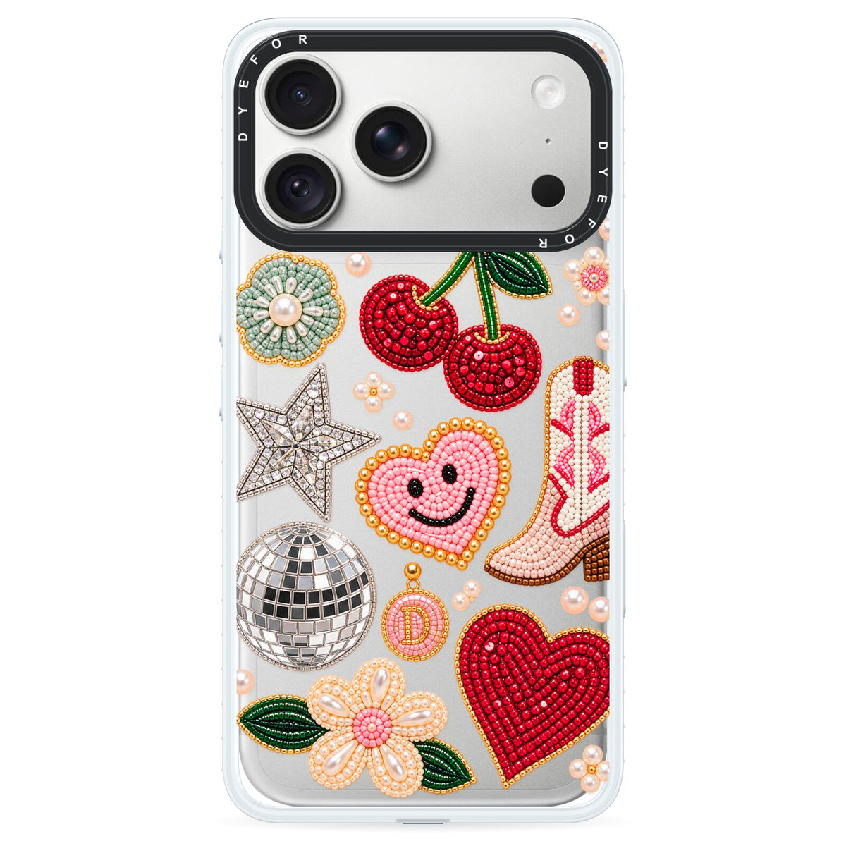 Cowgirl Keepsakes Beaded Charms iPhone 18 Pro Black Impact Pre order Case on Silver phone