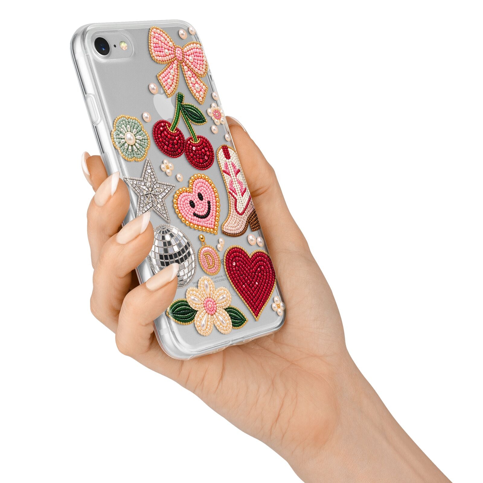 Cowgirl Keepsakes Beaded Charms iPhone 7 Bumper Case on Silver iPhone Alternative Image
