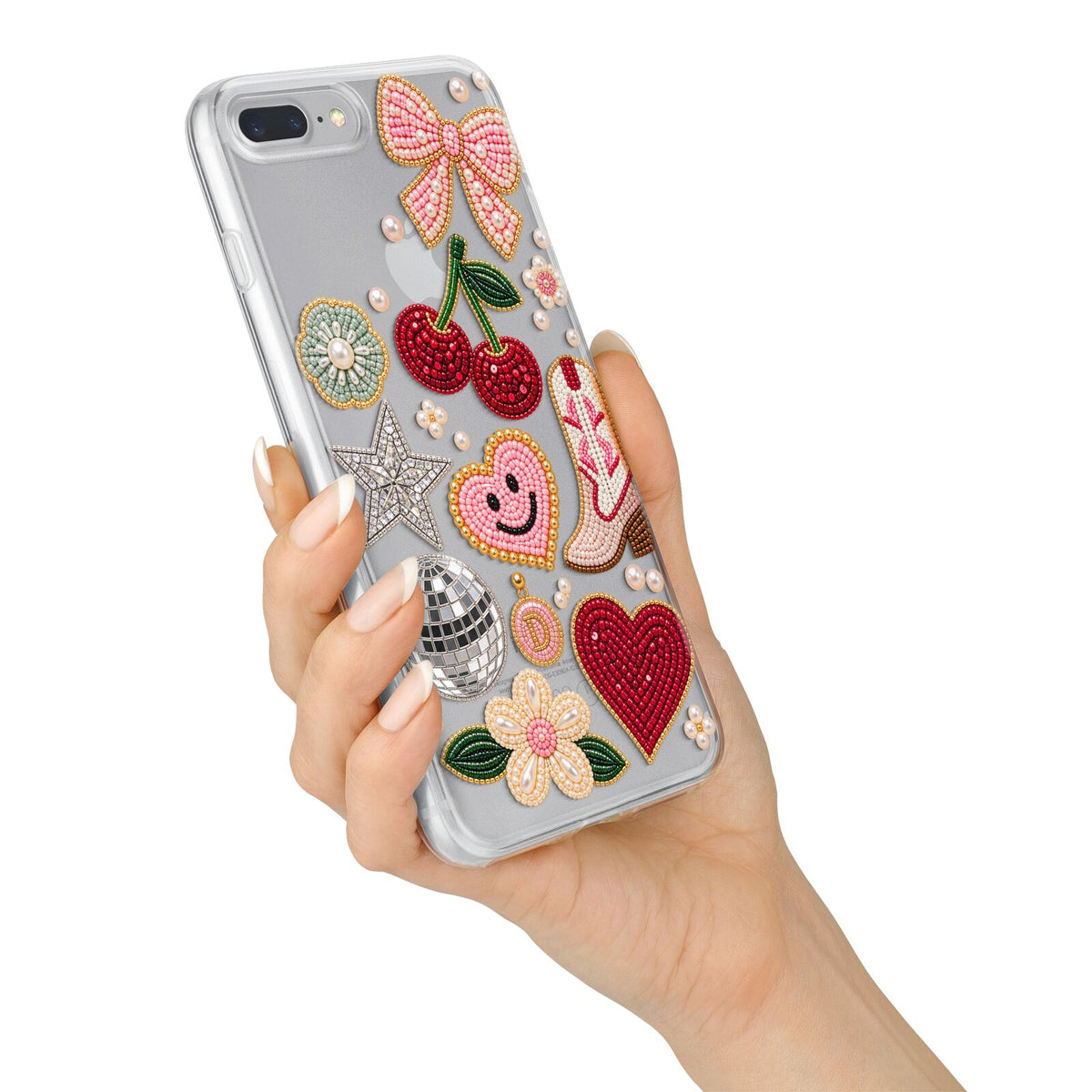 Cowgirl Keepsakes Beaded Charms iPhone 7 Plus Bumper Case on Silver iPhone Alternative Image