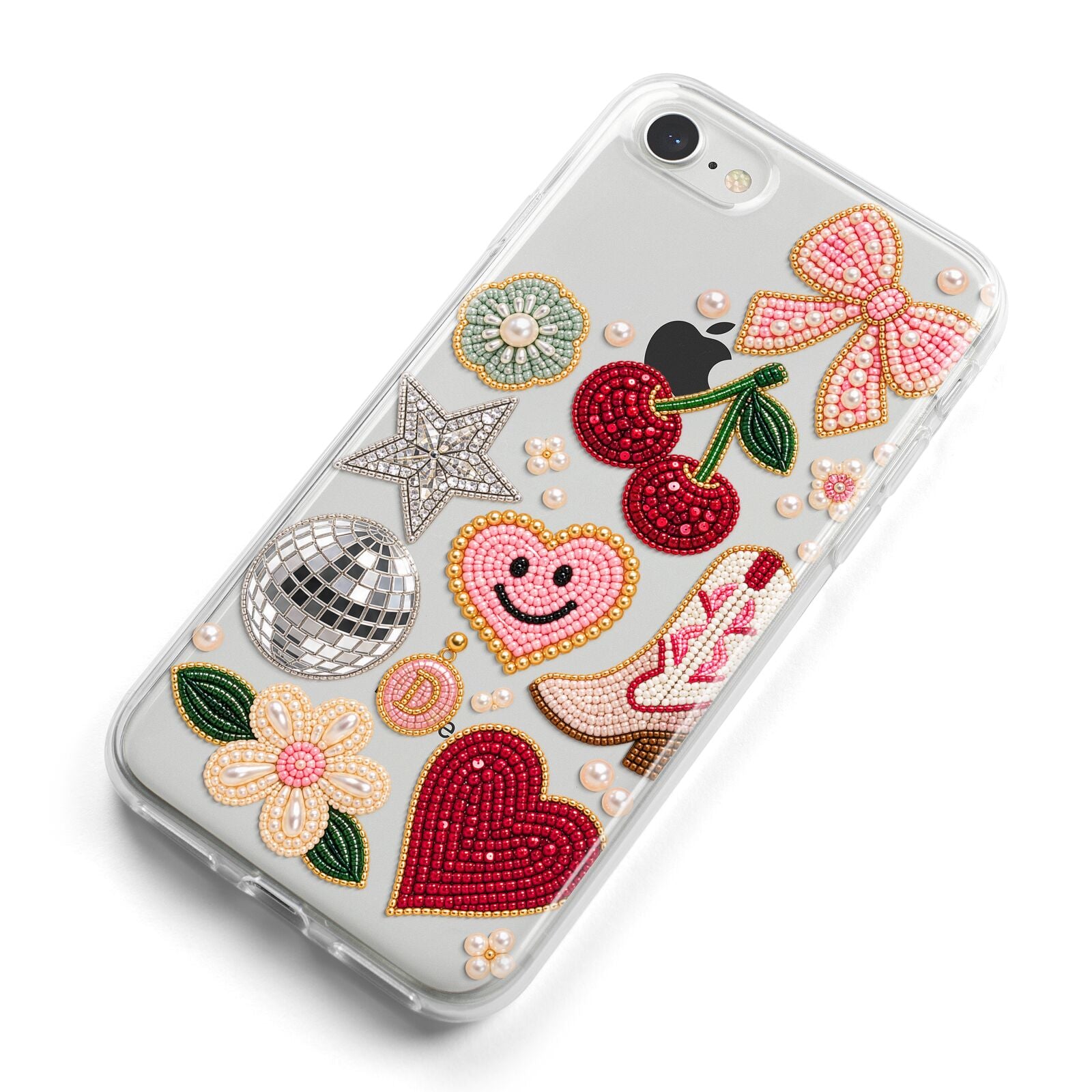 Cowgirl Keepsakes Beaded Charms iPhone 8 Bumper Case on Silver iPhone Alternative Image