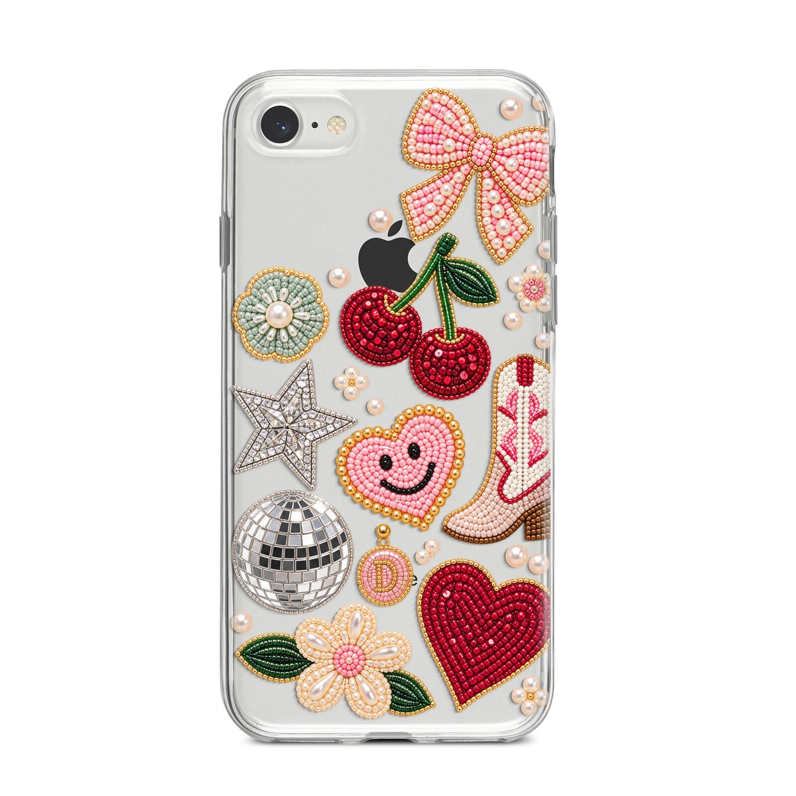Cowgirl Keepsakes Beaded Charms iPhone 8 Bumper Case on Silver iPhone