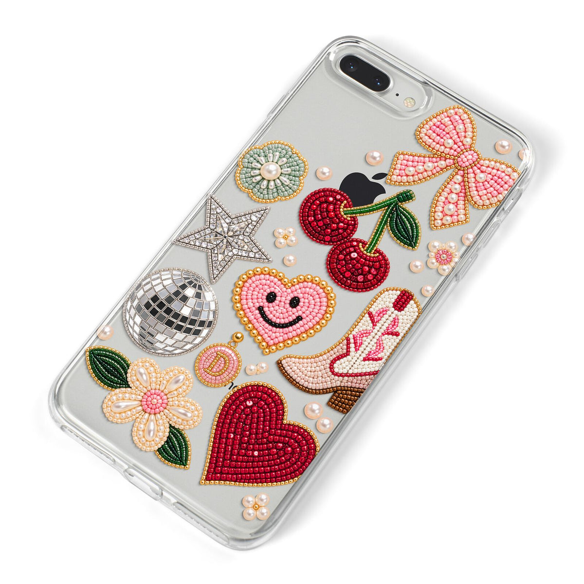 Cowgirl Keepsakes Beaded Charms iPhone 8 Plus Bumper Case on Silver iPhone Alternative Image