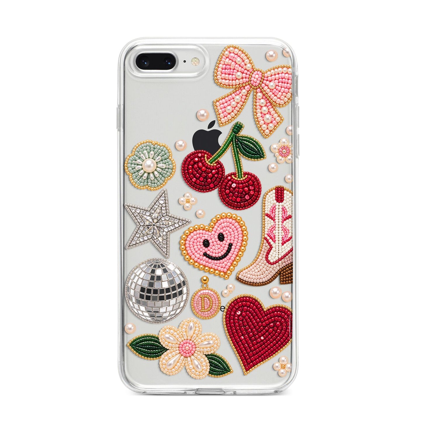 Cowgirl Keepsakes Beaded Charms iPhone 8 Plus Bumper Case on Silver iPhone
