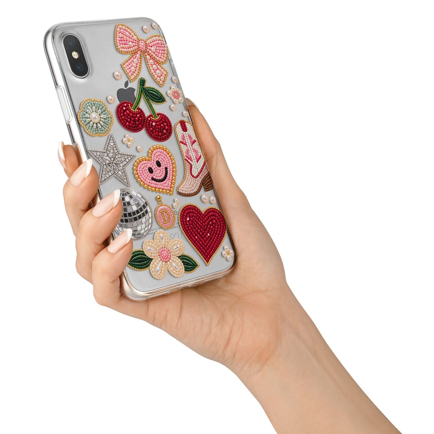 Cowgirl Keepsakes Beaded Charms iPhone X Bumper Case on Silver iPhone Alternative Image 2