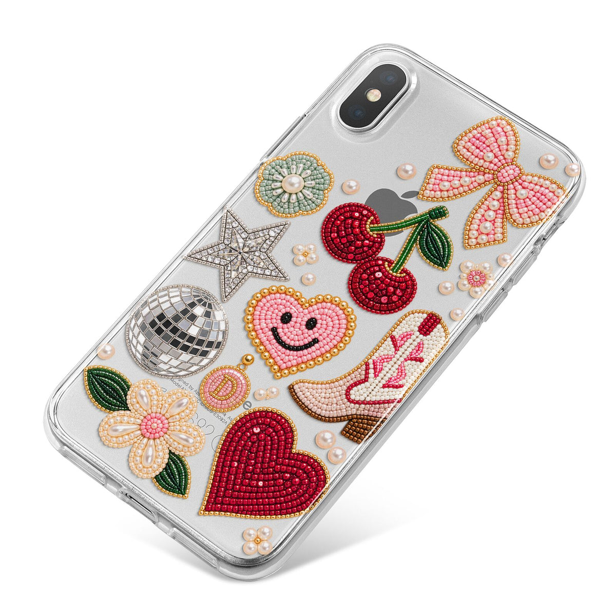 Cowgirl Keepsakes Beaded Charms iPhone X Bumper Case on Silver iPhone