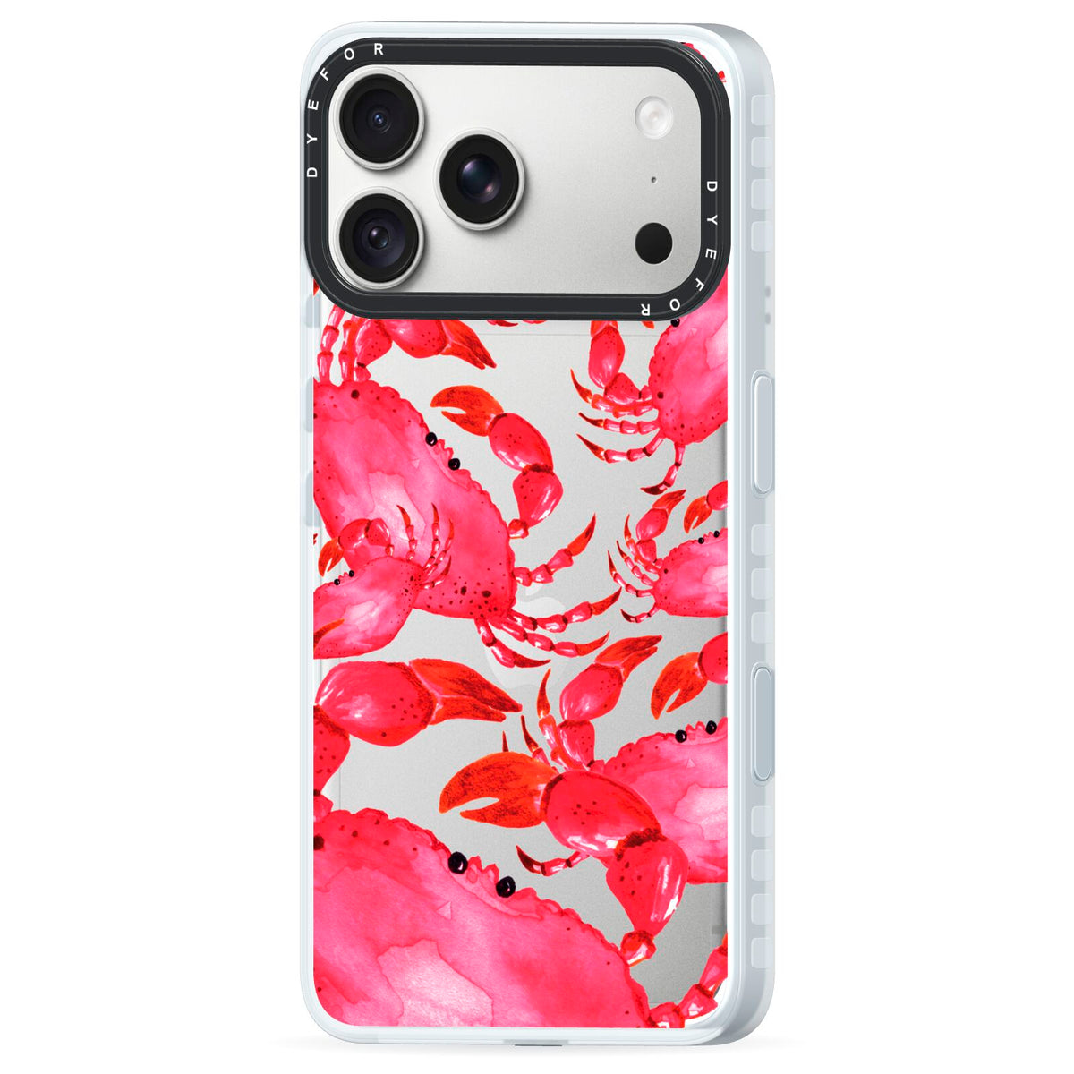 Crab iPhone 18 Pro Black Impact Pre order Case Side Angle on Silver phone