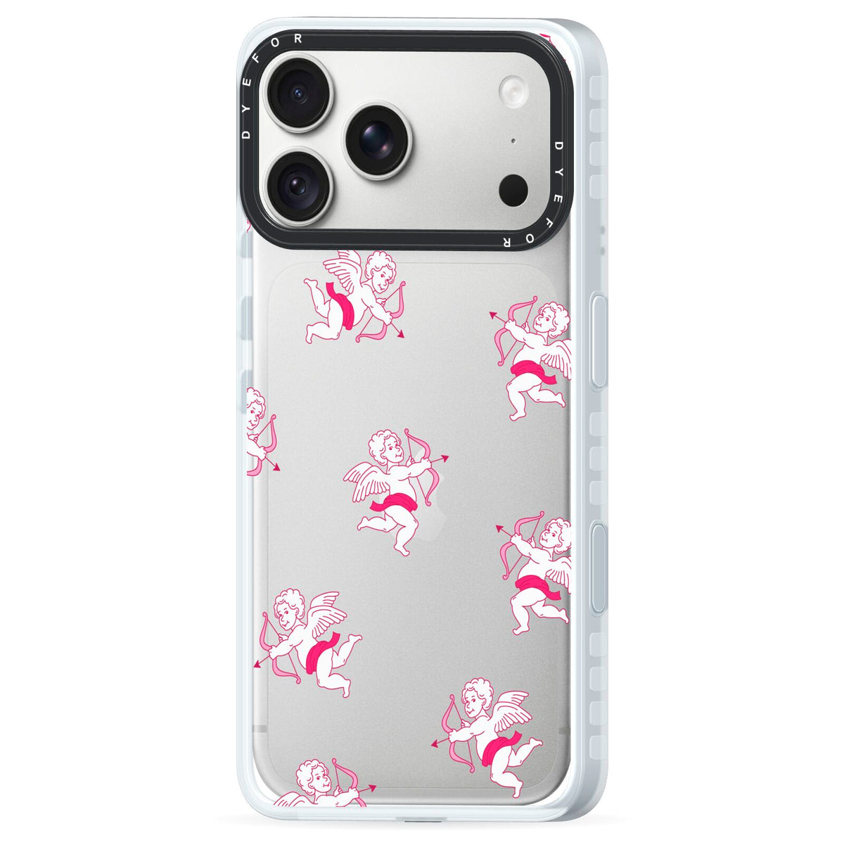 Cupid iPhone 18 Pro Max Black Impact Pre order Case Side Angle on Silver phone