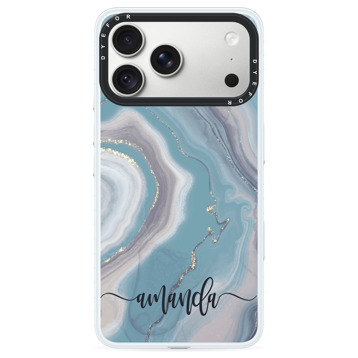 Custom Agate iPhone 18 Pro Max Black Impact Pre order Case on Silver phone