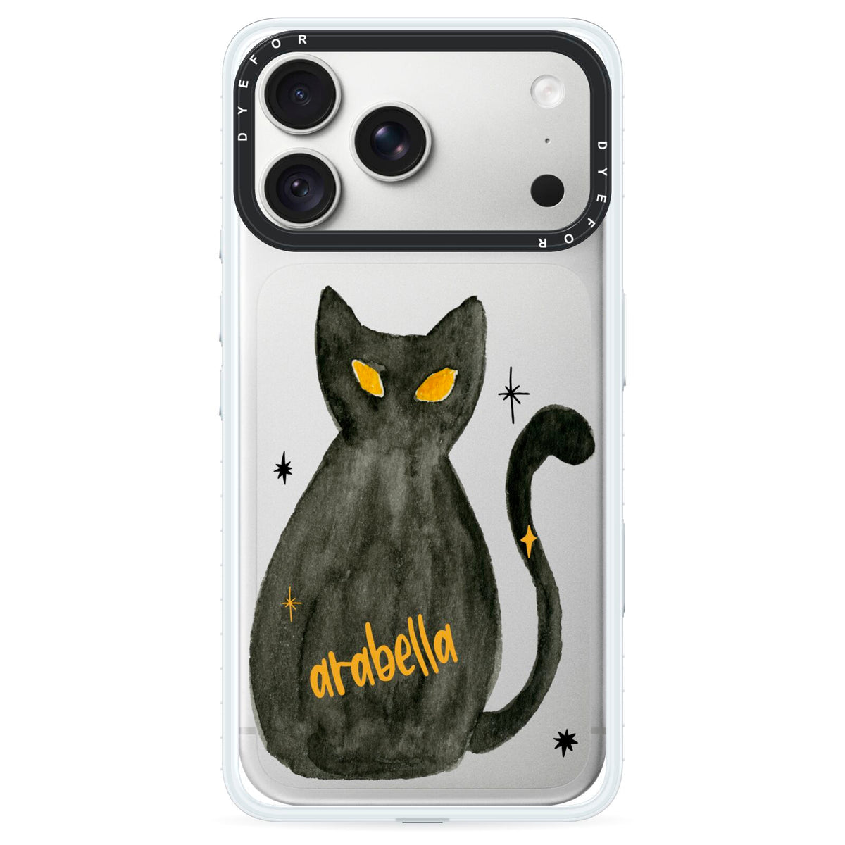 Custom Black Cat iPhone 18 Pro Black Impact Pre order Case on Silver phone