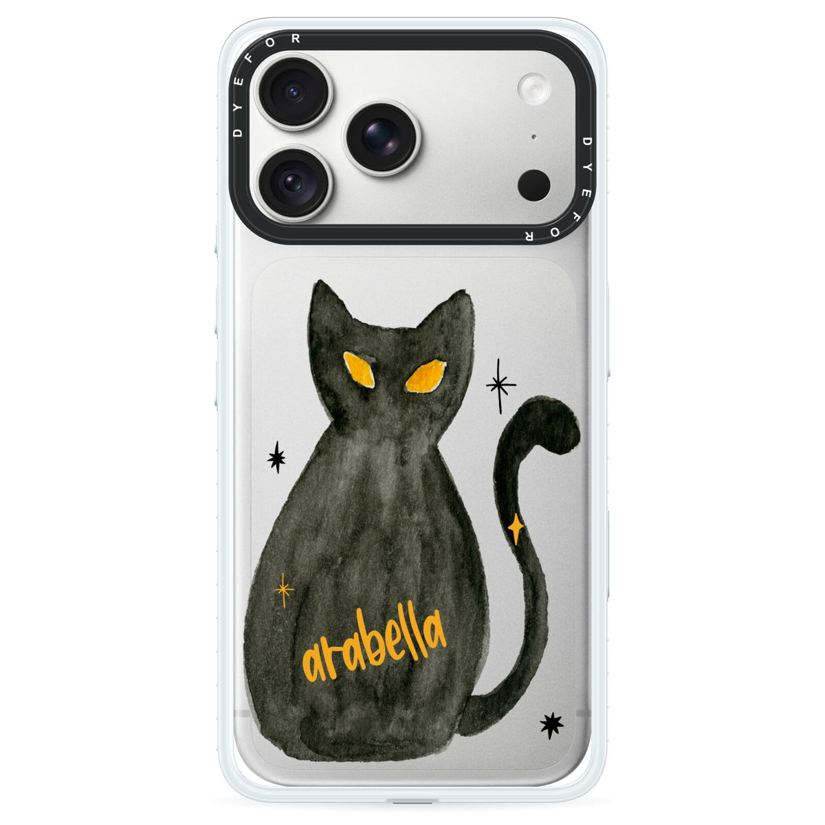 Custom Black Cat iPhone 18 Pro Max Black Impact Pre order Case on Silver phone