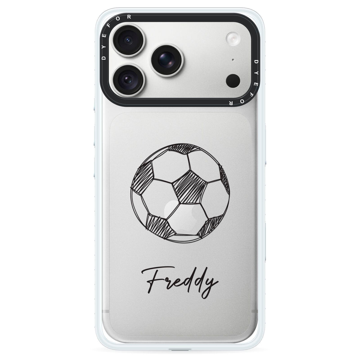Custom Football iPhone 18 Pro Max Black Impact Pre order Case on Silver phone