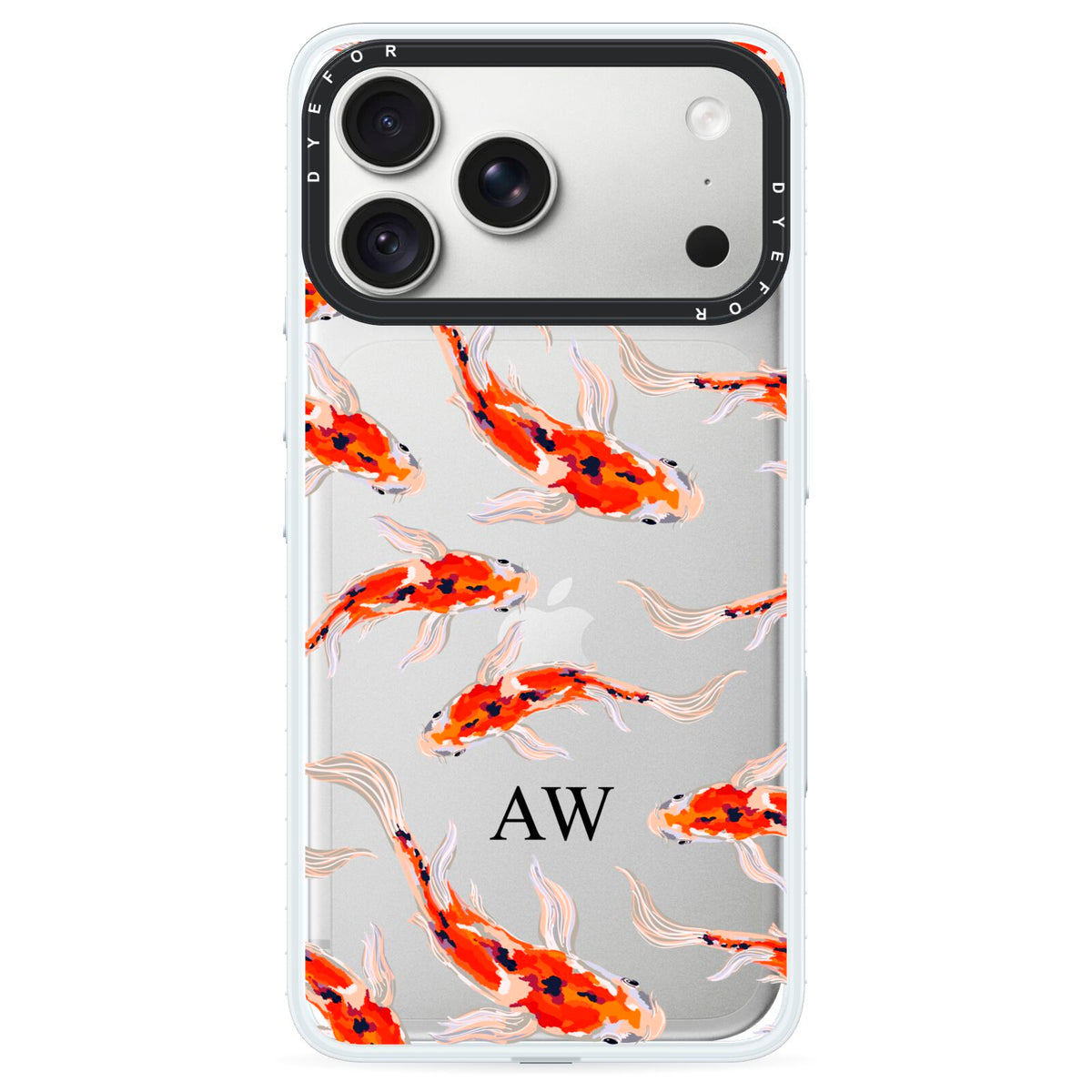 Custom Koi Fish iPhone 18 Pro Black Impact Pre order Case on Silver phone